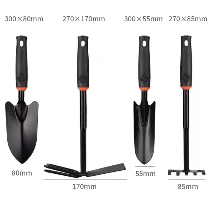 Gartenwerkzeug-Set für Pflanzen- und Gemüseanbau – Schaufel, Locher, Hacke, Fünfzahnrechen – Für Garten, Beet und Zimmerpflanzen