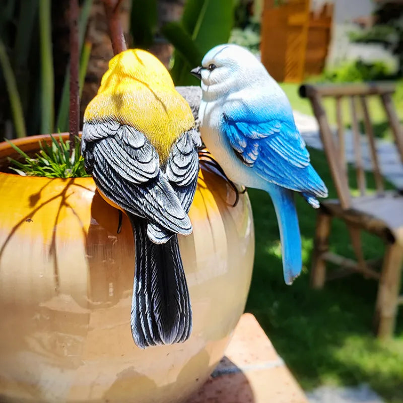 Dekorative Kunstvogel Figur für Garten und Balkon – Realistische Vogel-Dekoration aus Harz – Für Blumentopf, Zaun und Ast