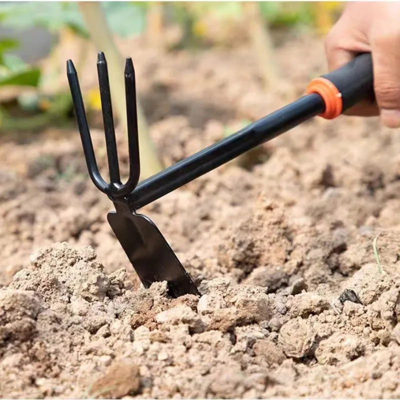Gartenwerkzeug-Set für Pflanzen- und Gemüseanbau – Schaufel, Locher, Hacke, Fünfzahnrechen – Für Garten, Beet und Zimmerpflanzen