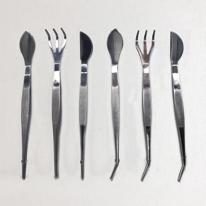 Edelstahl-Werkzeugset für Bonsai – Harken/Pinzette/Erdverdichter – Für Sukkulenten & Balkongärtnerei