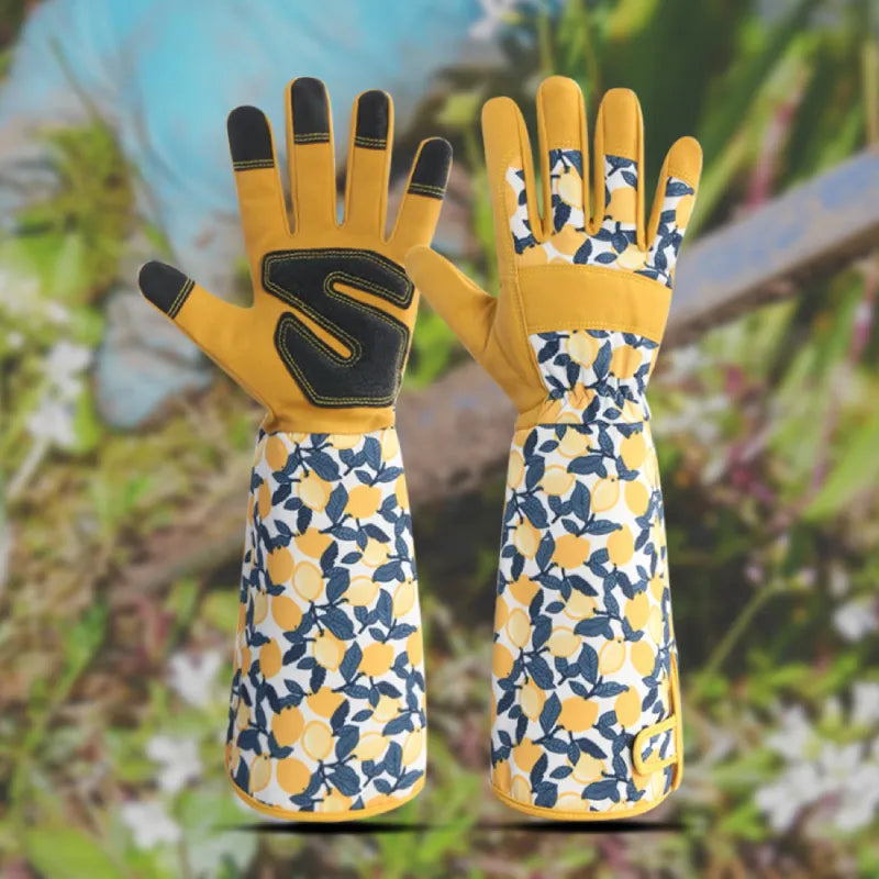 Garten-Arbeitshandschuhe mit langem Arm – Schutz vor Rosenstacheln und trockenen Ästen – Rutschfest, abrasionsbeständig, Touchscreen-kompatibel