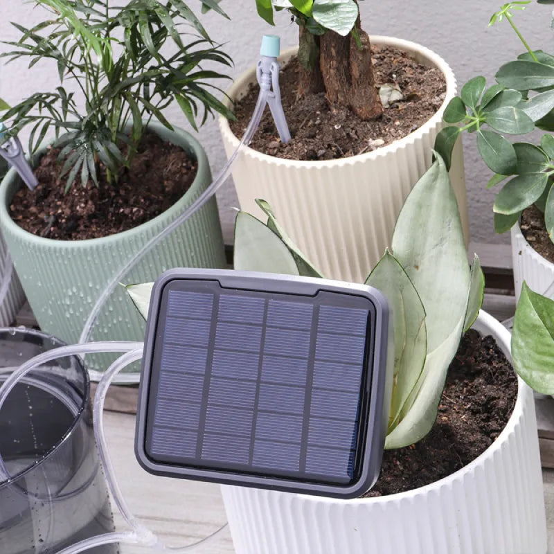 Solar Bewässerungsanlage für Pflanzen – Automatische Bewässerung, Timer, Tropfsystem – Für Zimmerpflanzen, Balkon und Garten