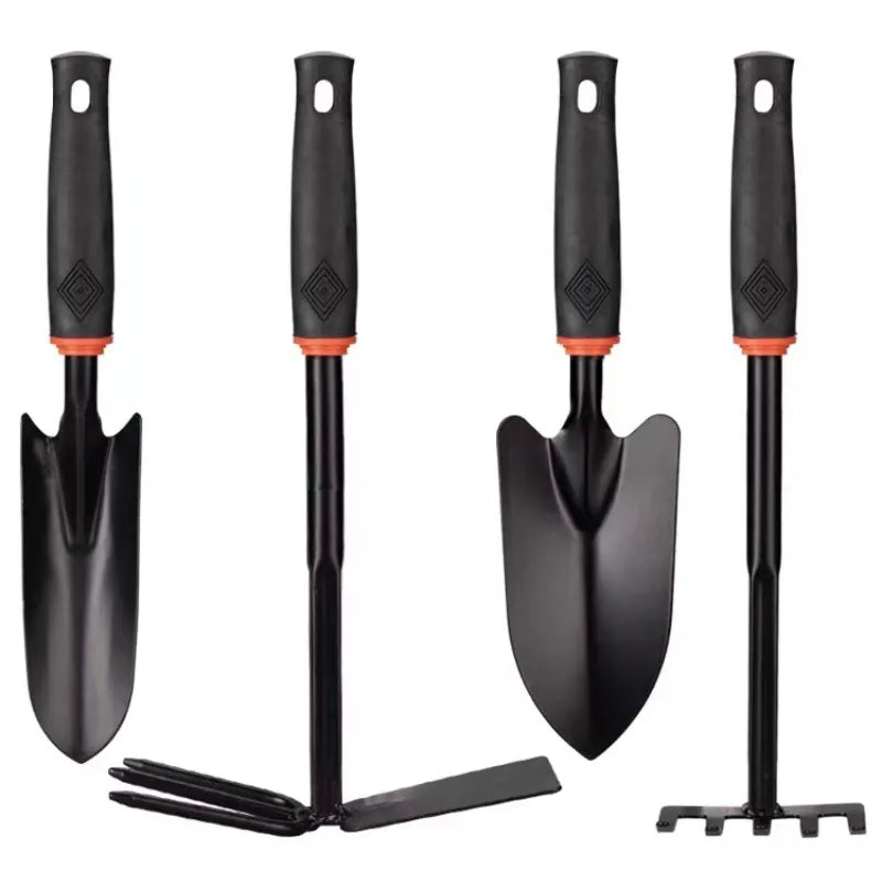 Gartenwerkzeug-Set für Pflanzen- und Gemüseanbau – Schaufel, Locher, Hacke, Fünfzahnrechen – Für Garten, Beet und Zimmerpflanzen