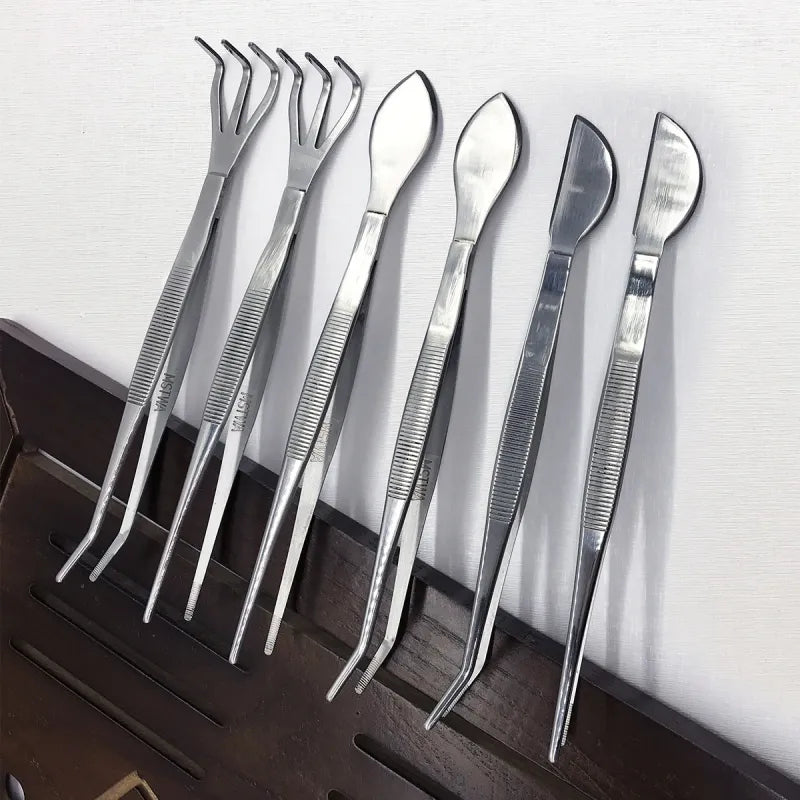 Edelstahl-Werkzeugset für Bonsai – Harken/Pinzette/Erdverdichter – Für Sukkulenten & Balkongärtnerei