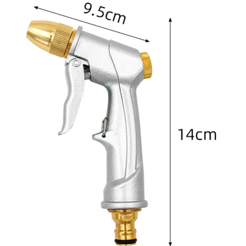 Kupfervergoldeter Aluminiumlegierungs-Spritzpistole – Hochdruck-Gartenschlauchpistole, Mehrere Düsen, Anti-Rutsch-Griff – Für Gartengießung, Autowäsche und Reinigung