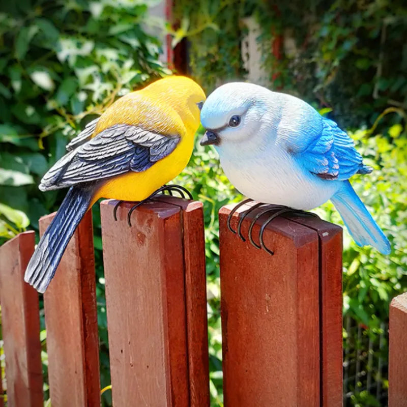 Dekorative Kunstvogel Figur für Garten und Balkon – Realistische Vogel-Dekoration aus Harz – Für Blumentopf, Zaun und Ast
