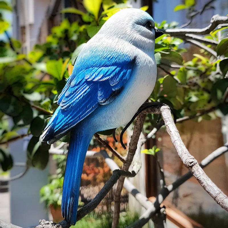 Dekorative Kunstvogel Figur für Garten und Balkon – Realistische Vogel-Dekoration aus Harz – Für Blumentopf, Zaun und Ast