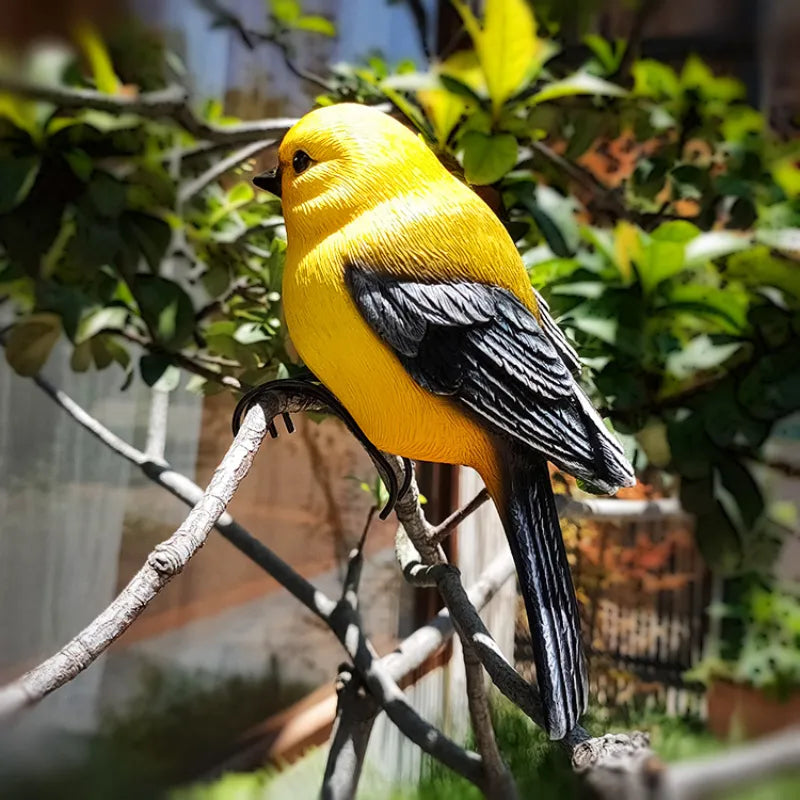 Dekorative Kunstvogel Figur für Garten und Balkon – Realistische Vogel-Dekoration aus Harz – Für Blumentopf, Zaun und Ast